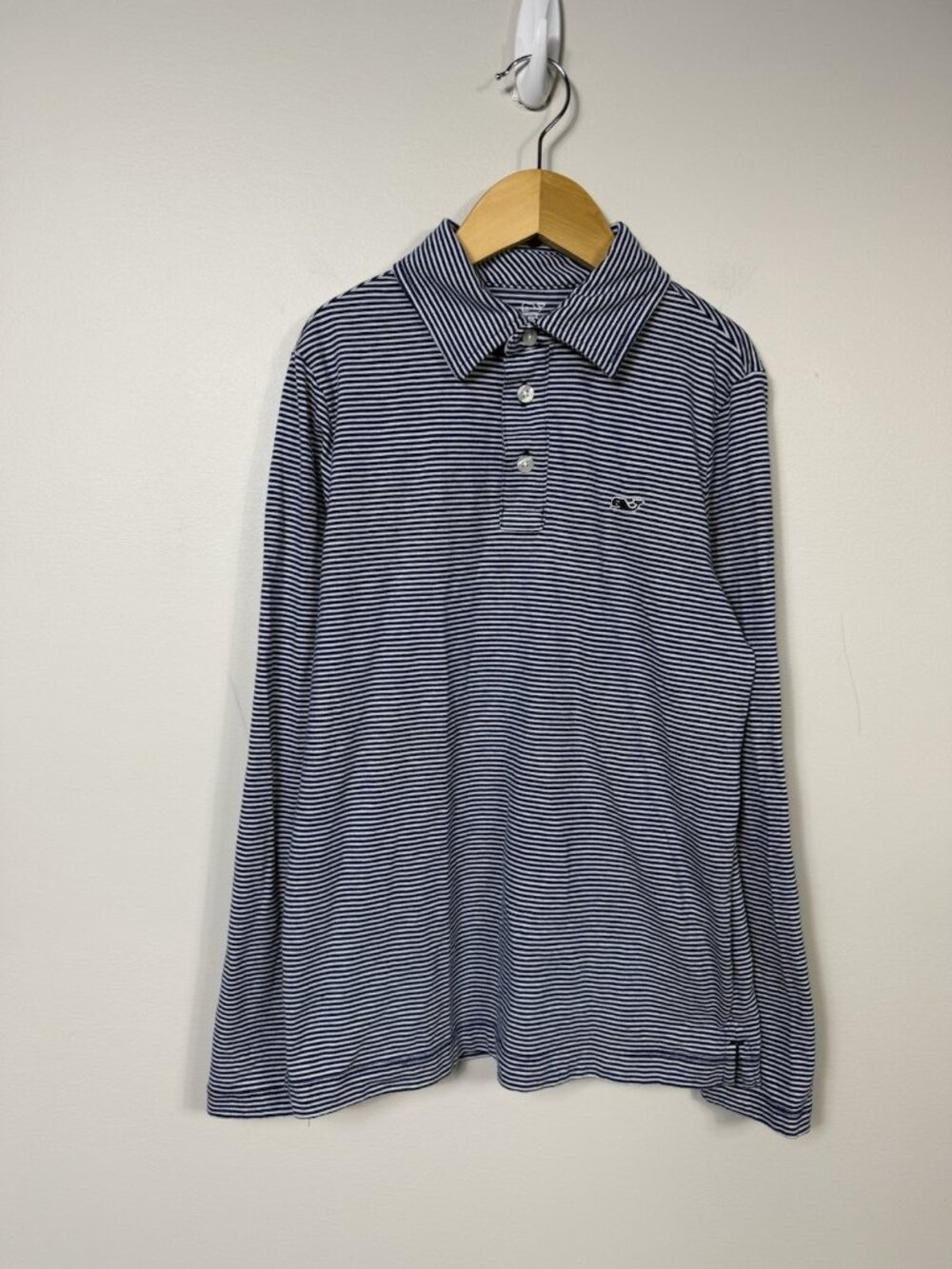 Vineyard Vines Boys Long Sleeve Navy Stripe Edgartown Polo Shirt Top Preppy S